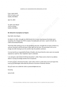 Sample DIY Washington Demand Letter